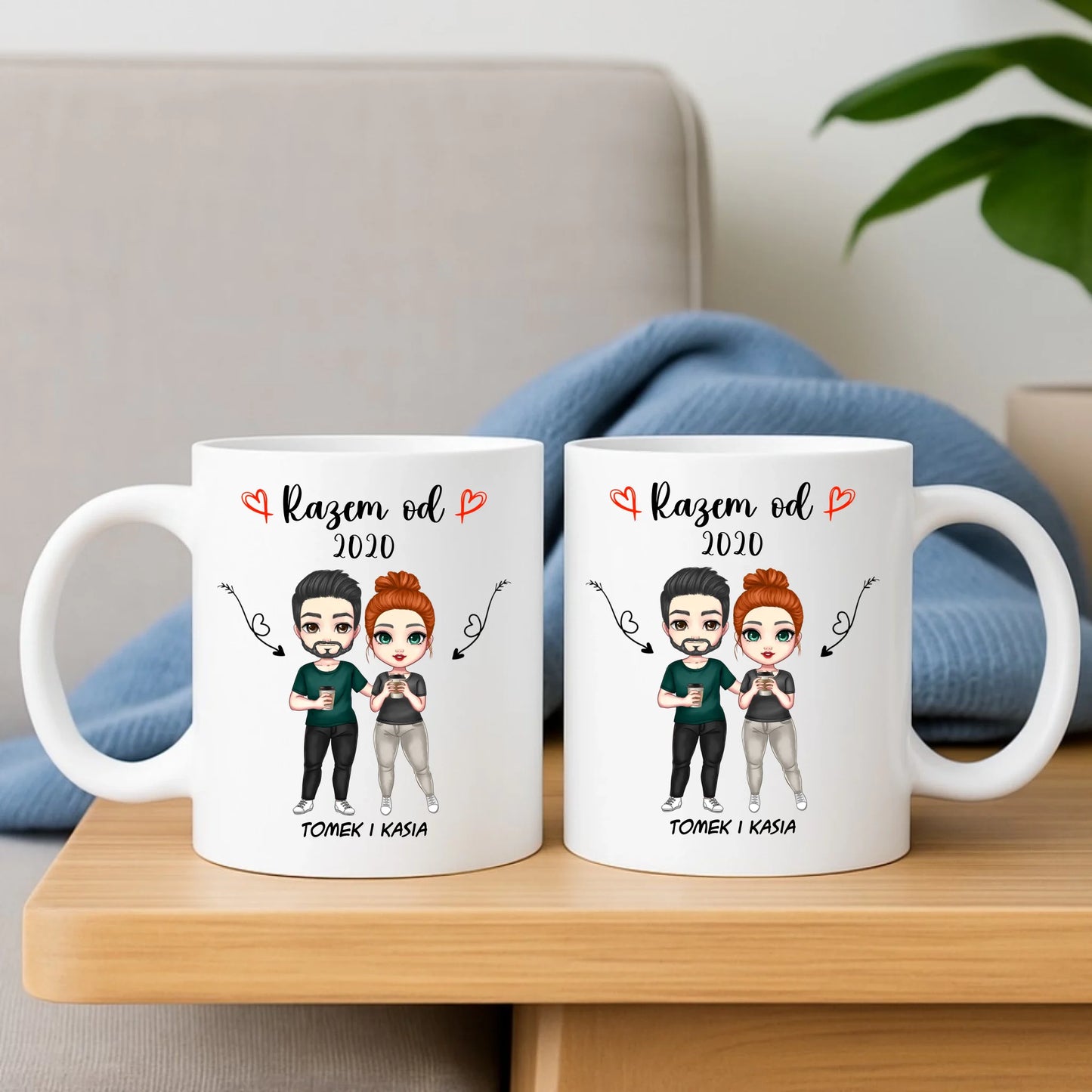 Zestaw poduszka i kubek dla par - Para razem od - personalizowany W01