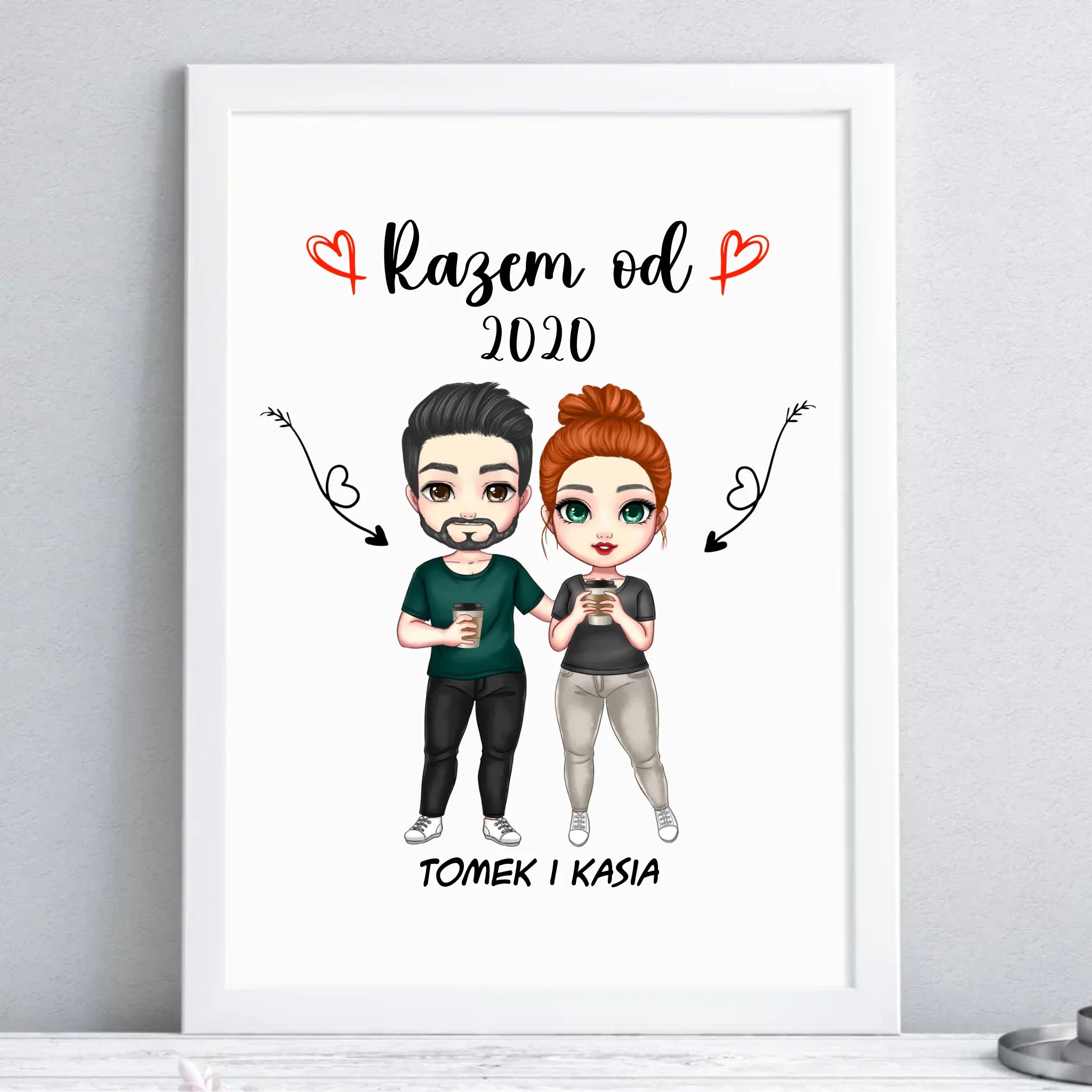 Plakat w ramie dla par - Para razem od - personalizowany W01 - StoryCups.pl