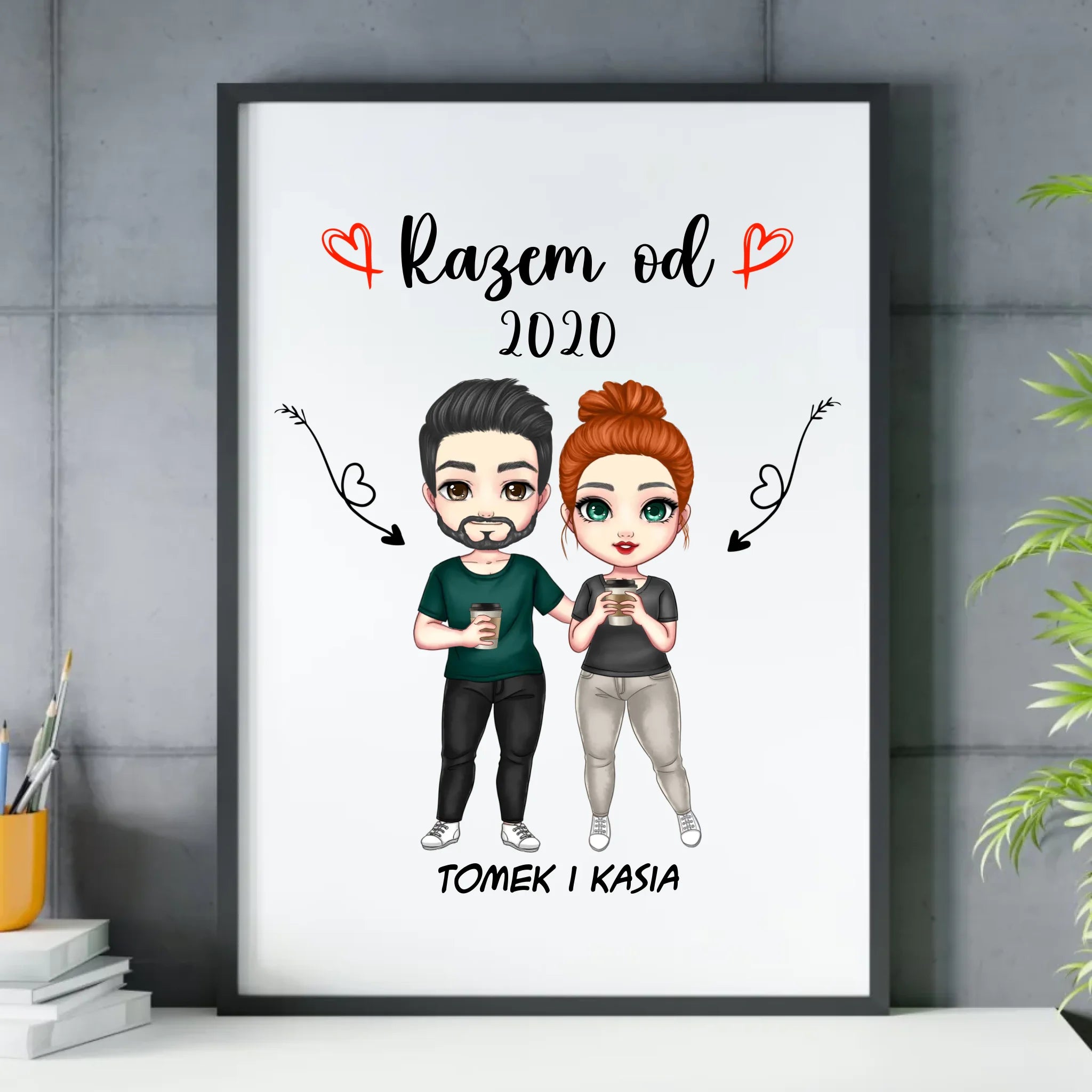 Plakat w ramie dla par - Para razem od - personalizowany W01 - StoryCups.pl