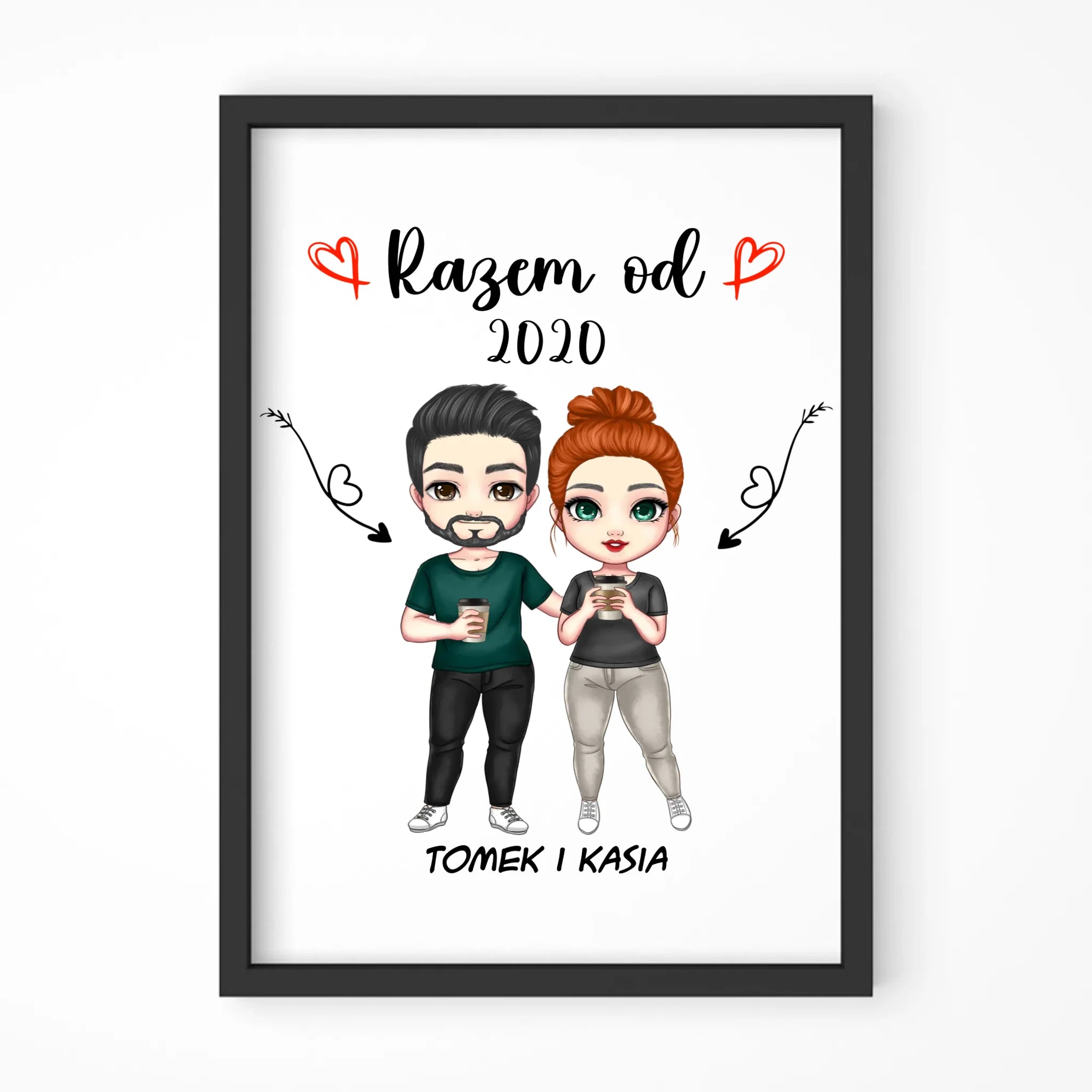 Plakat w ramie dla par - Para razem od - personalizowany W01 - StoryCups.pl