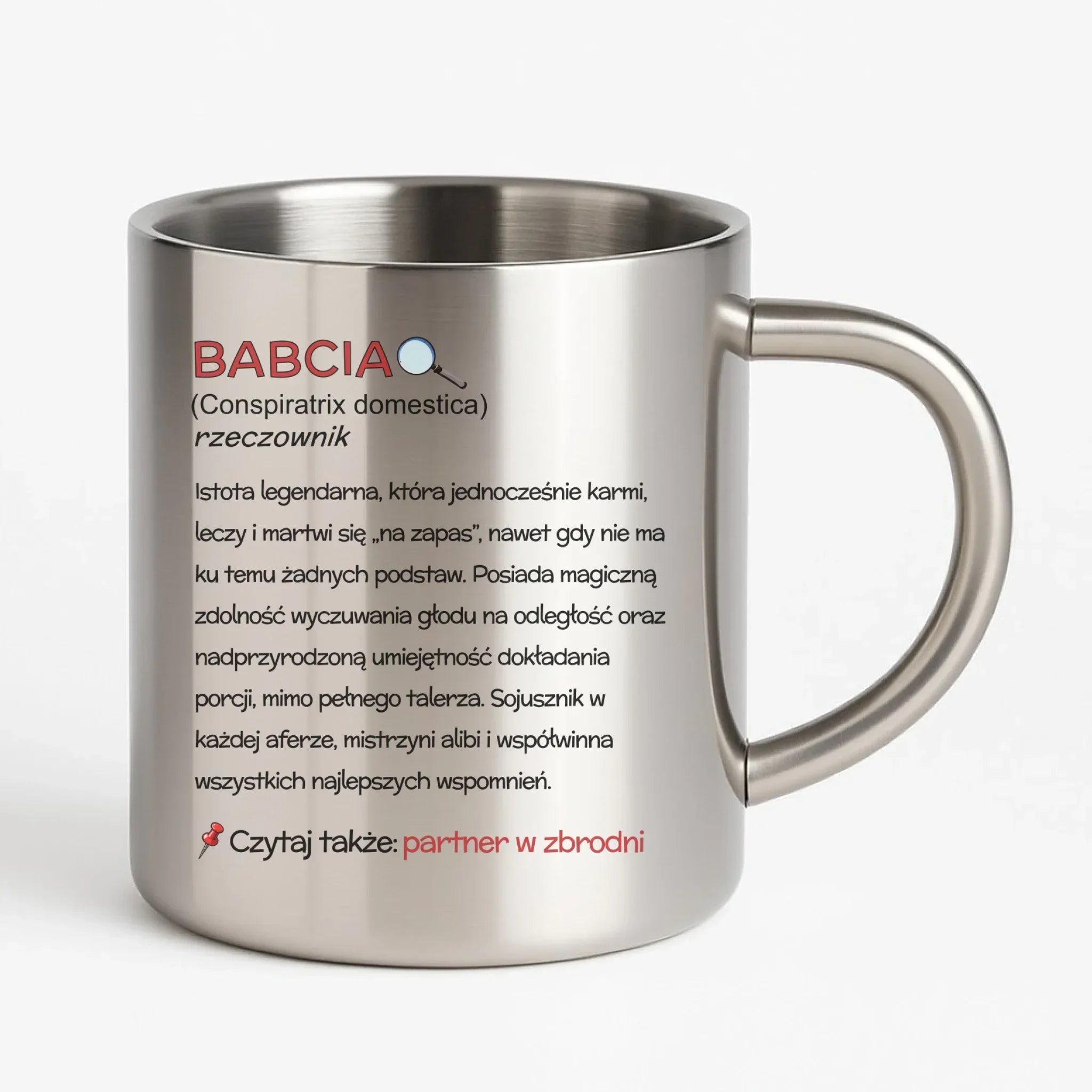 Kubek metalowy dla babci - Babcia śmieszna definicja B35 - StoryCups.pl