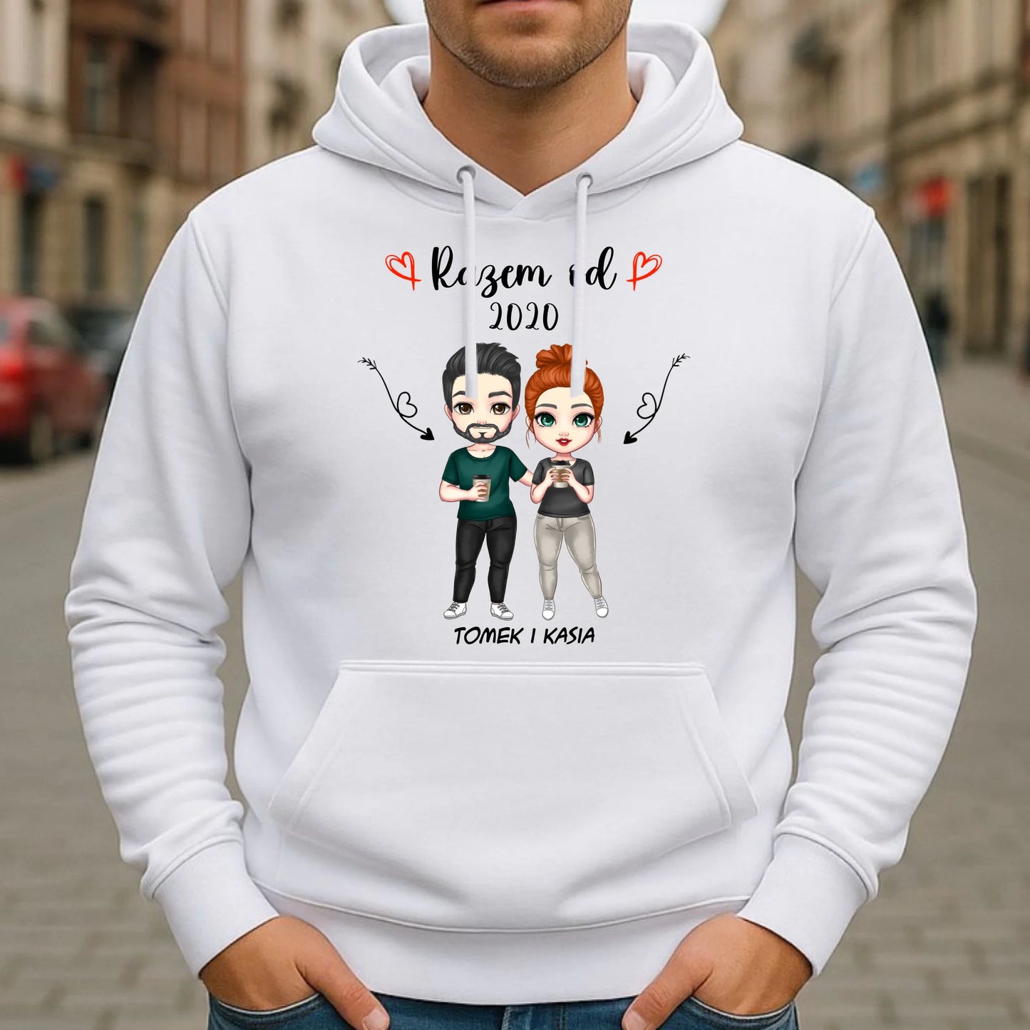 Bluza męska z kapturem - Para razem od - personalizowana W01 - StoryCups.pl