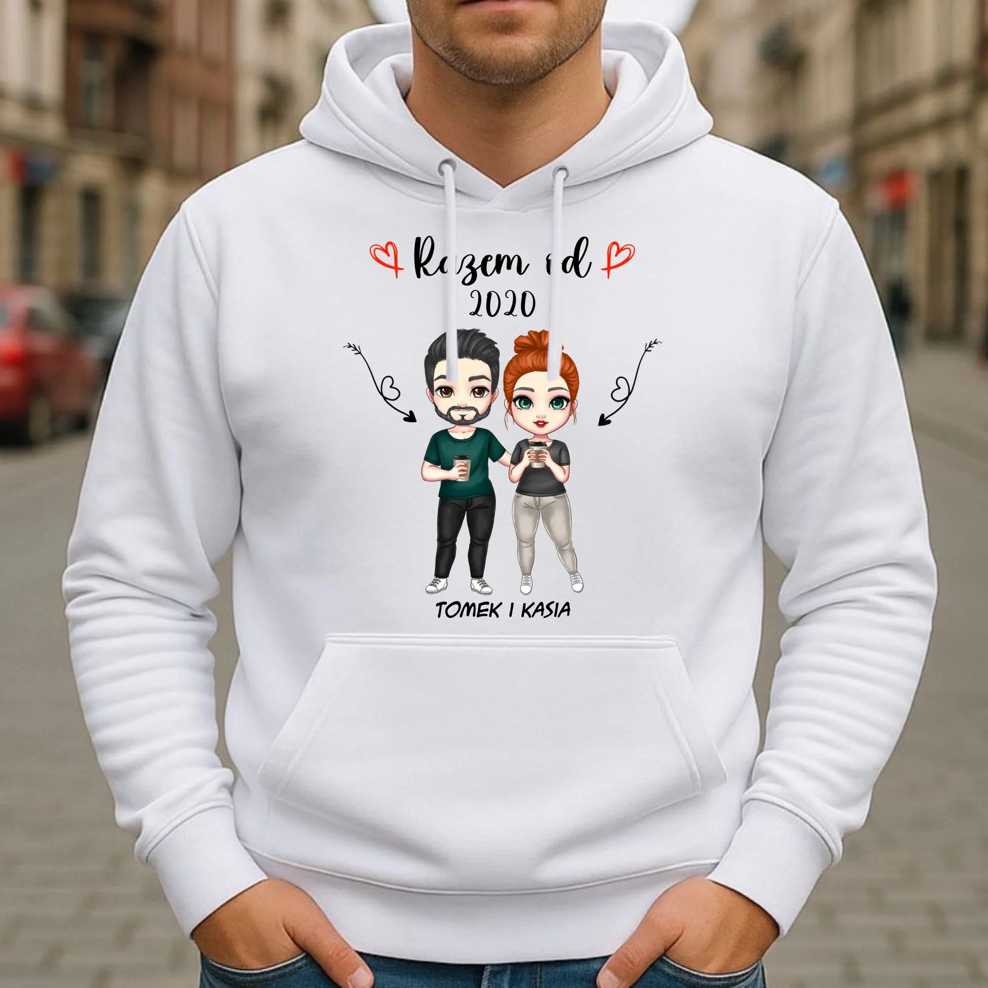Bluza męska z kapturem - Para razem od - personalizowana W01 - StoryCups.pl