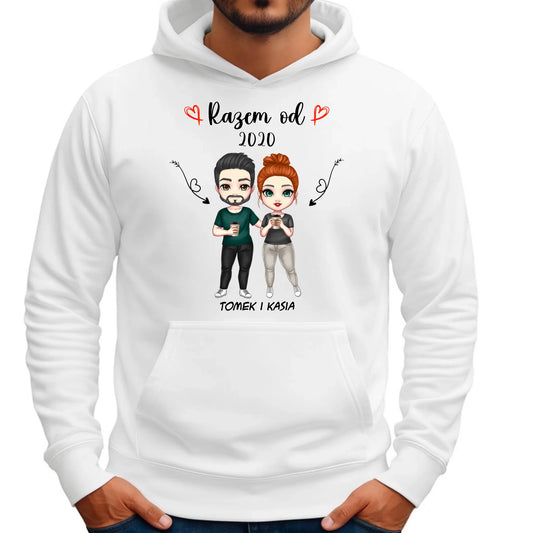Bluza męska z kapturem - Para razem od - personalizowana W01 - StoryCups.pl