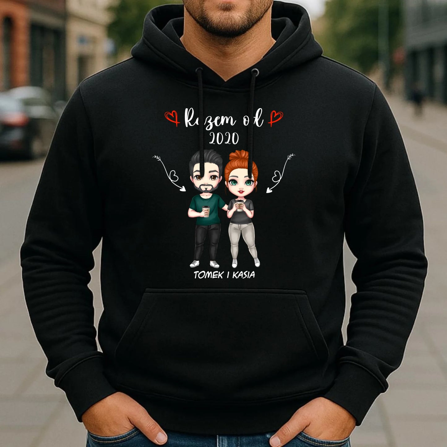 Bluza męska z kapturem - Para razem od - personalizowana W01 - StoryCups.pl