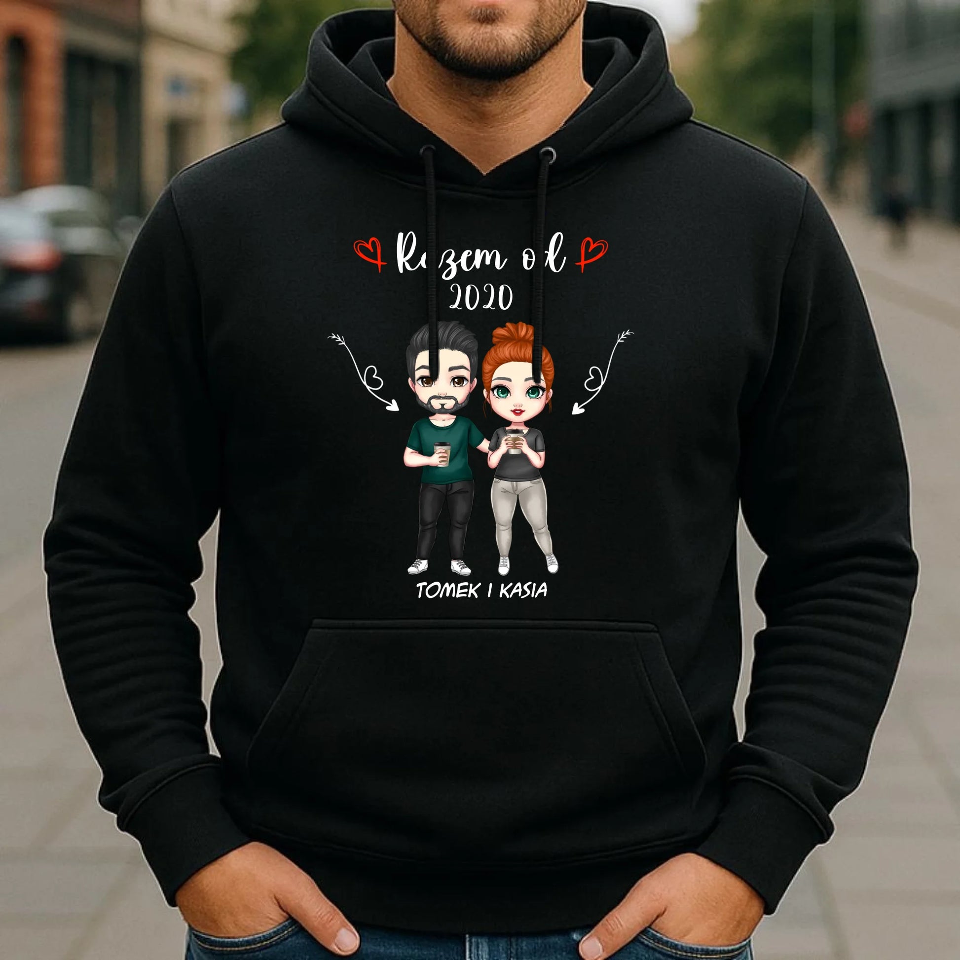 Bluza męska z kapturem - Para razem od - personalizowana W01 - StoryCups.pl