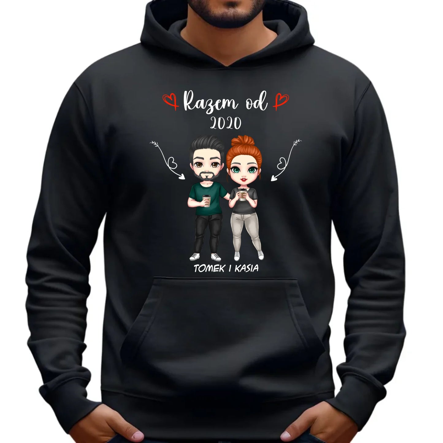 Bluza męska z kapturem - Para razem od - personalizowana W01 - StoryCups.pl