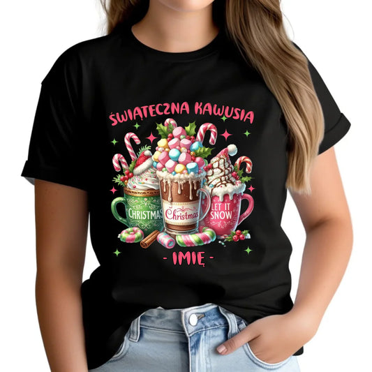 Koszulka damska świąteczna - Świąteczna kawusia - personalizowana BN29 - StoryCups.pl