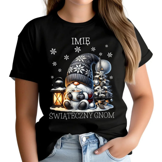 Koszulka damska świąteczna - Gnom z czekoladą - personalizowana BN41 - StoryCups.pl