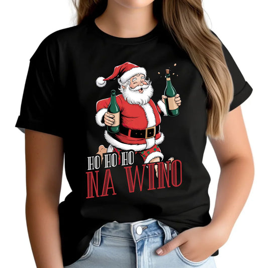Koszulka damska świąteczna - Mikołaj Ho ho ho na wino BN61 - StoryCups.pl