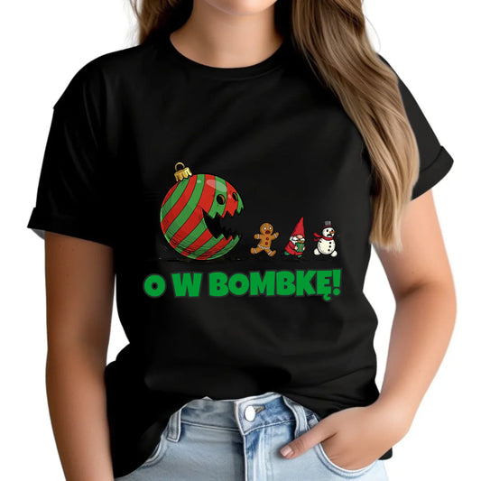 Koszulka damska świąteczna - O w bombkę BN142 - StoryCups.pl