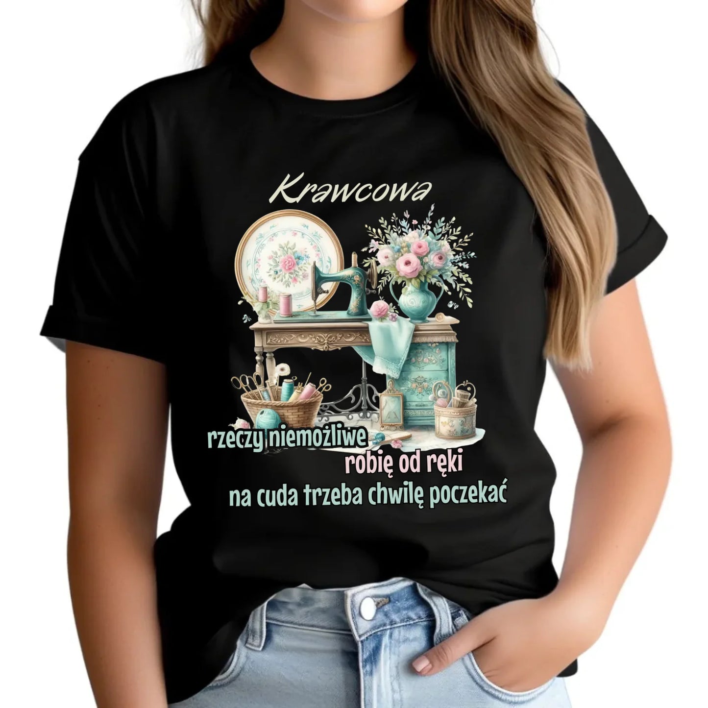 Koszulka damska szyciowa dla krawcowej - Rzeczy niemożliwe HS35 - StoryCups.pl