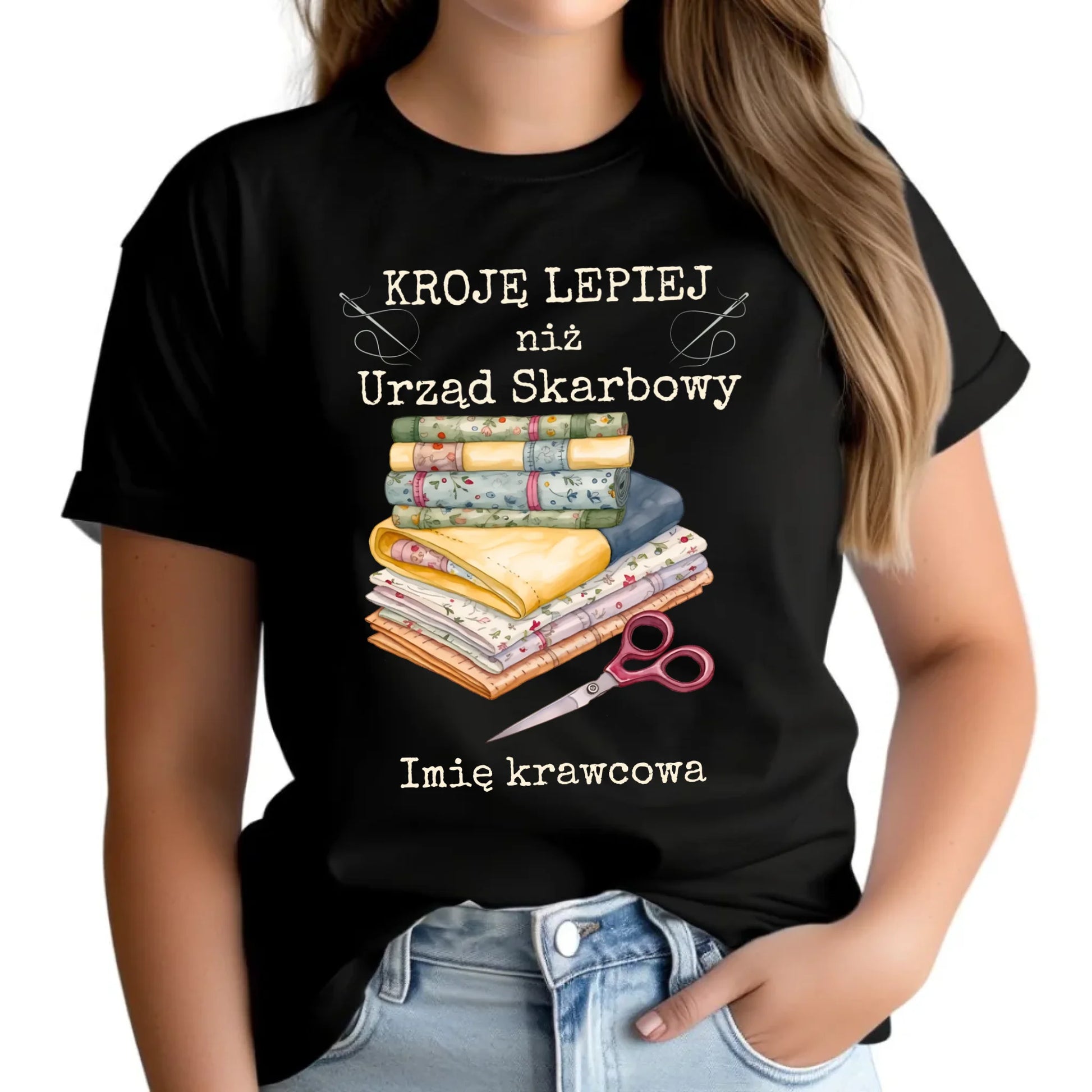 Koszulka damska szyciowa dla krawcowej - Kroję lepiej niż US - personalizowana HS33 - StoryCups.pl