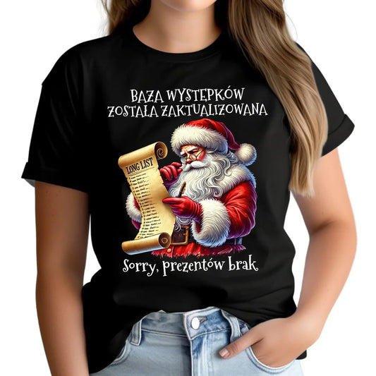 Koszulka damska świąteczna z Mikołajem - Prezentów brak BN07 - StoryCups.pl