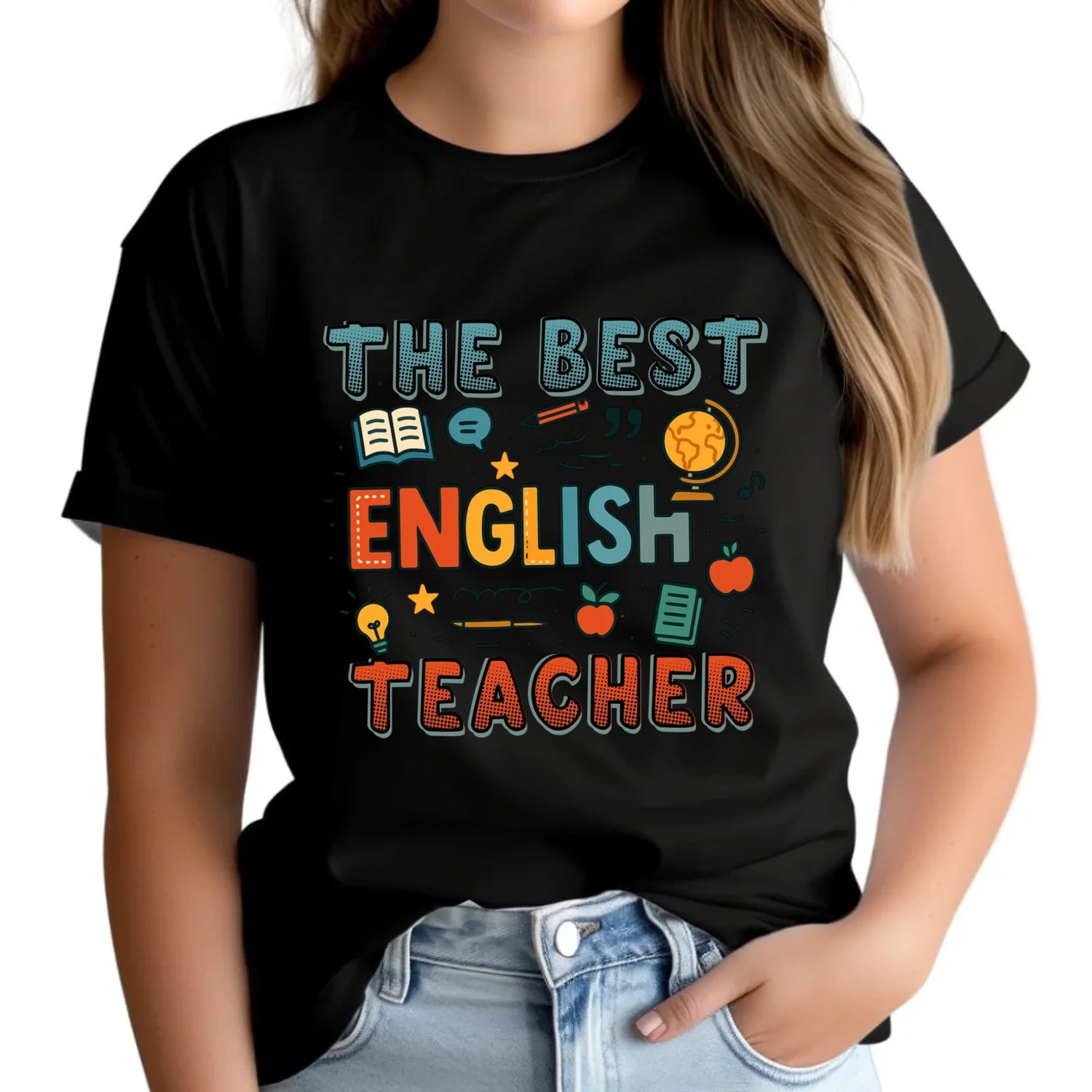 Koszulka damska dla nauczycielki angielskiego - The best english teacher N53 - StoryCups.pl
