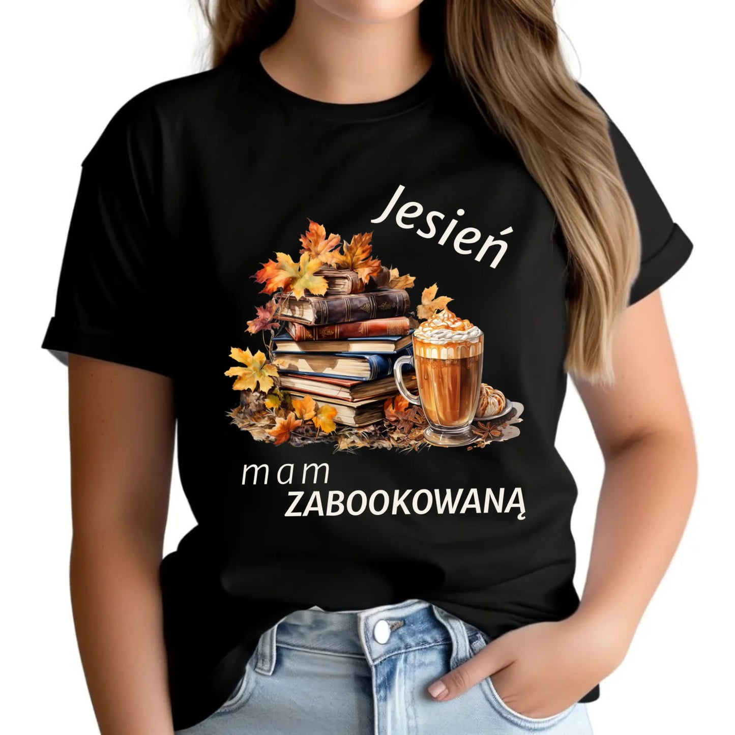 Koszulka damska jesienna - Jesień mam zabookowaną JS28 - StoryCups.pl