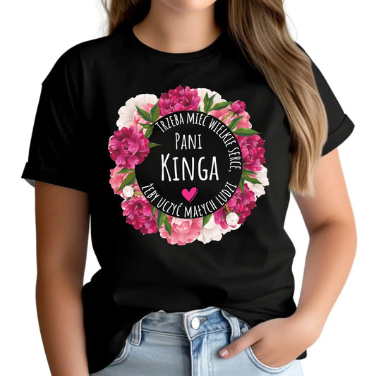 Koszulka damska dla nauczycielki - Trzeba mieć wielkie serce - personalizowana N18 - StoryCups.pl