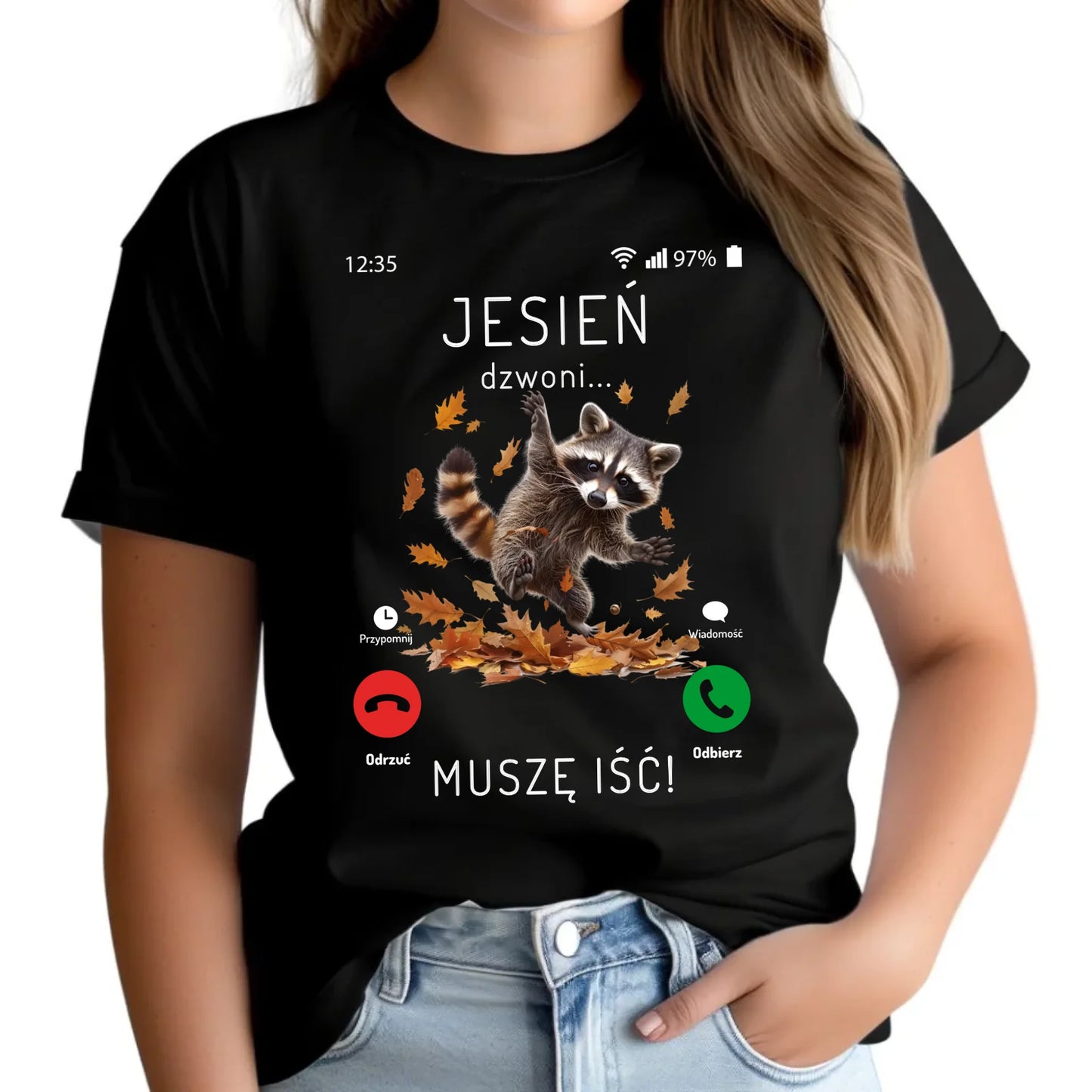 Koszulka damska jesienna - Jesień dzwoni muszę iść JS18 - StoryCups.pl