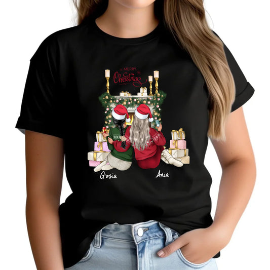 Koszulka damska świąteczna - prezent dla przyjaciółki - personalizowane postacie 2-4 osoby PR04 - StoryCups.pl