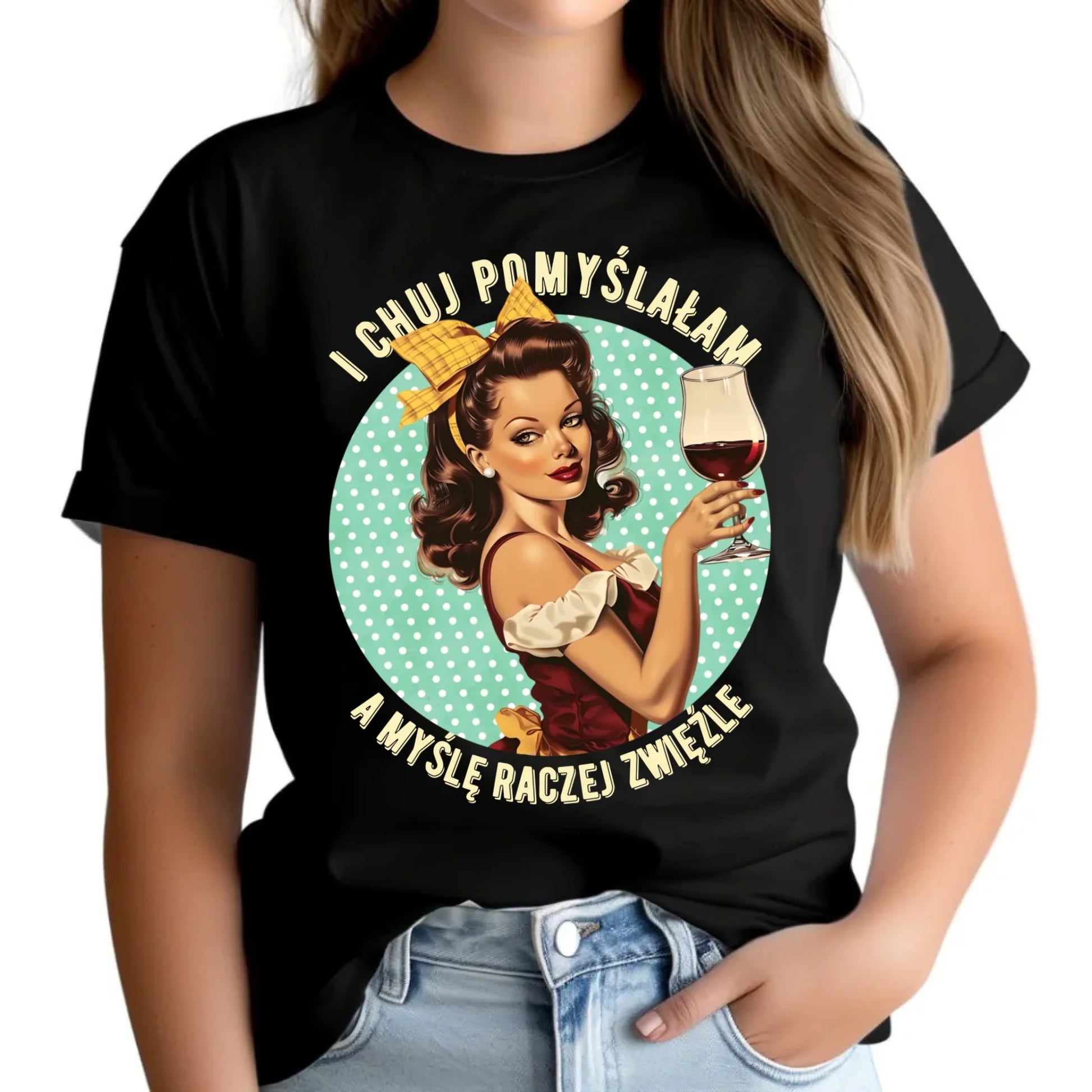 Koszulka damska retro - I ch*j pomyślałam, a myślę raczej zwięźle – bez cenzury DZ13 - StoryCups.pl