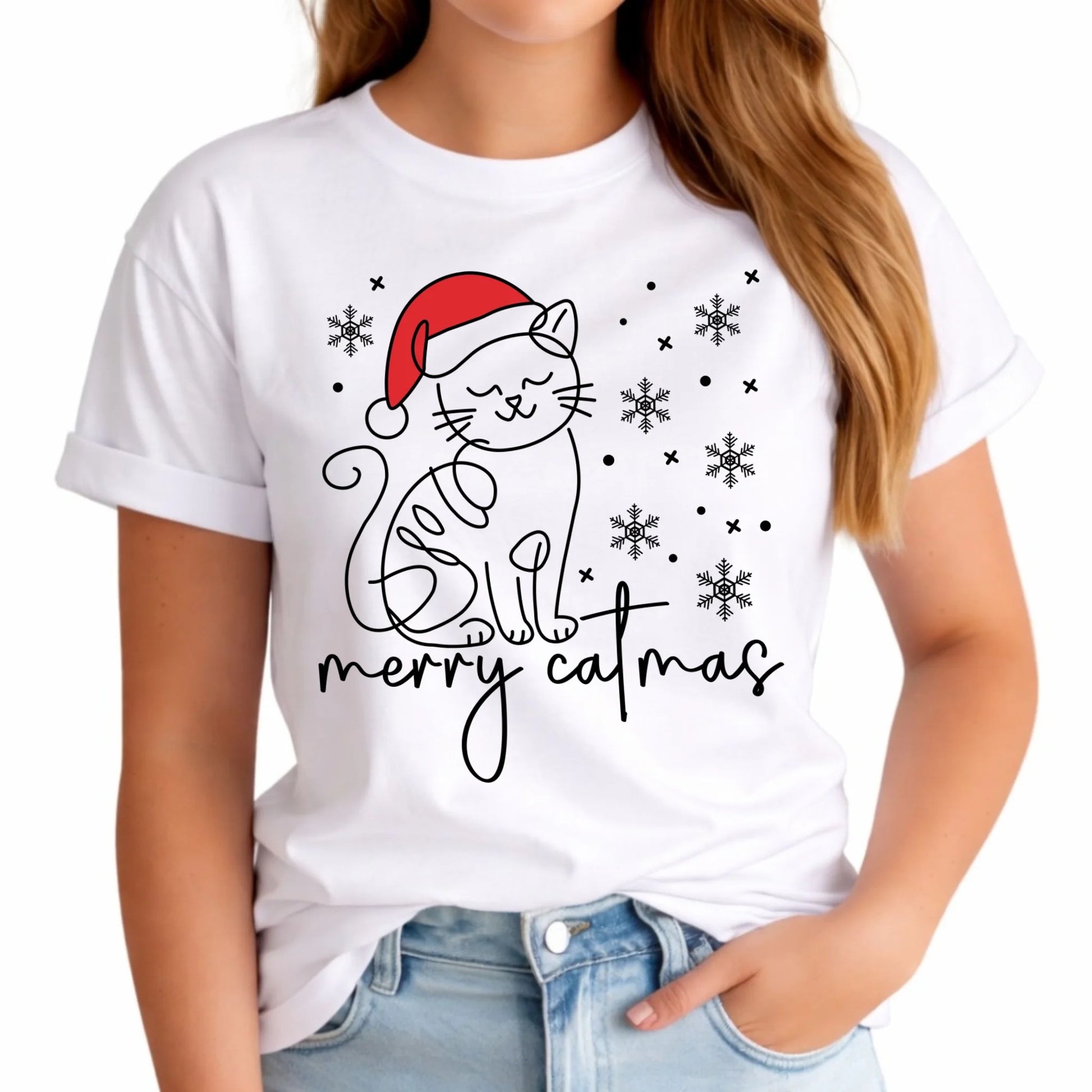 Koszulka damska świąteczna - prezent dla kociary - Merry catmas BN151 - StoryCups.pl