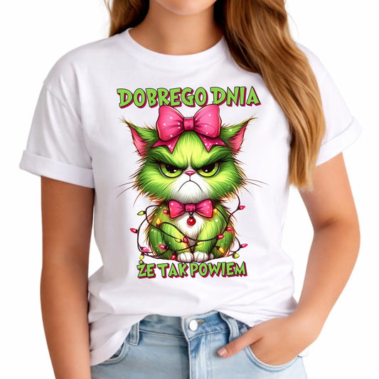 Koszulka damska świąteczna - prezent dla niej - Grinch dobrego dnia, że tak powiem BN153 - StoryCups.pl
