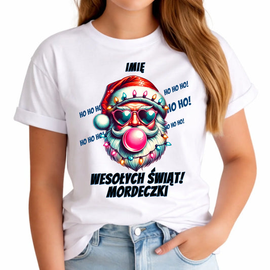 Koszulka damska świąteczna - Mikołaj Wesołych Świąt Mordeczki - personalizowana BN17 - StoryCups.pl