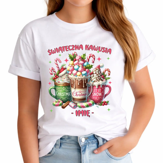 Koszulka damska świąteczna - Świąteczna kawusia - personalizowana BN29 - StoryCups.pl