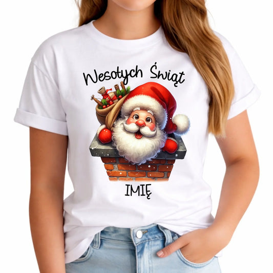 Koszulka damska świąteczna - prezent na Mikołajki Mikołaj - personalizowana BN08 - StoryCups.pl
