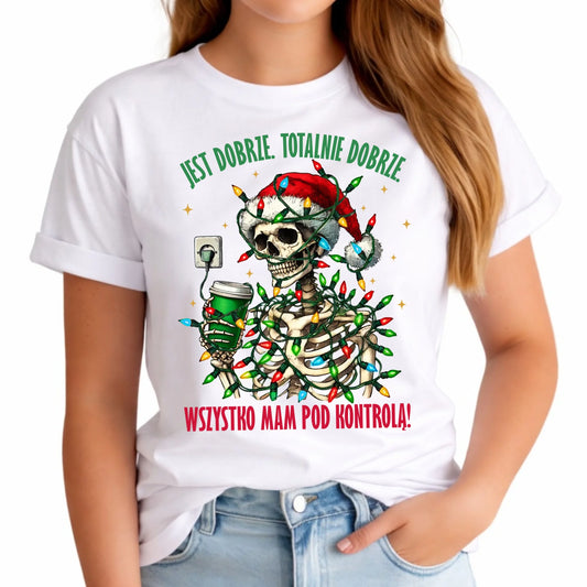 Koszulka damska świąteczna - Jest dobrze Wszystko mam pod kontrolą BN55 - StoryCups.pl