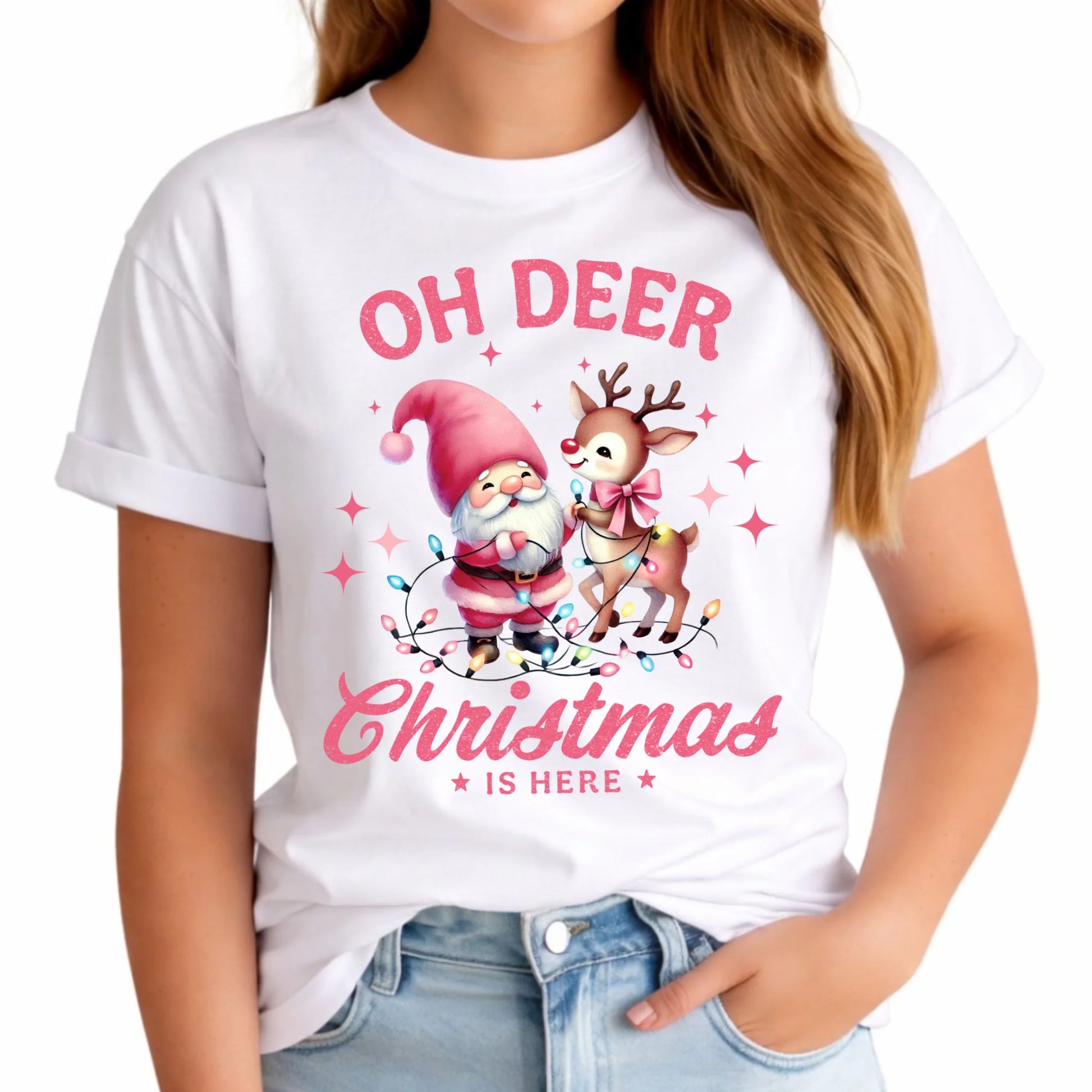 Koszulka damska świąteczna - Oh deer Christmas is here BN59 - StoryCups.pl