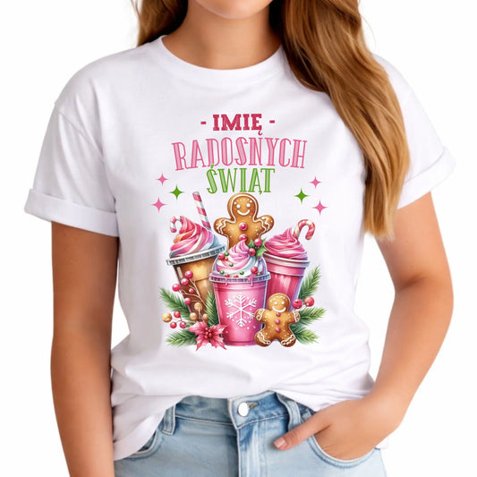 Koszulka damska świąteczna - Radosnych Świąt - personalizowana BN58 - StoryCups.pl