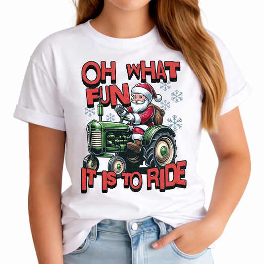Koszulka damska świąteczna - Mikołaj na traktorze - Oh what fun BN48 - StoryCups.pl