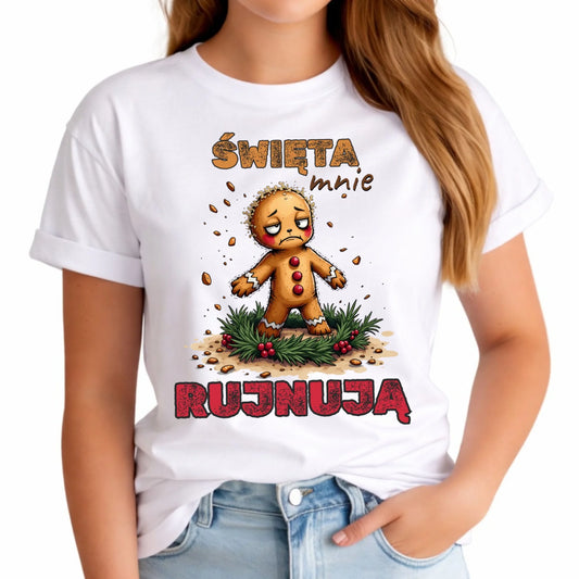 Koszulka damska świąteczna - Piernik Święta mnie rujnują BN143 - StoryCups.pl