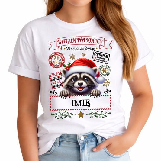 Koszulka damska świąteczna - Szop Paczka od Mikołaja - personalizowana BN145 - StoryCups.pl