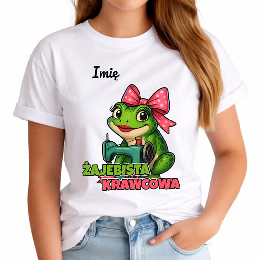 Koszulka damska szyciowa dla krawcowej - Żajebista Krawcowa - personalizowana HS32 - StoryCups.pl