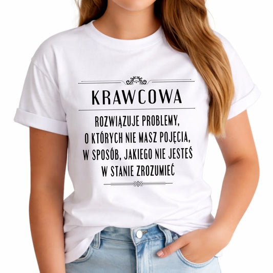 Koszulka damska szyciowa dla krawcowej - Rozwiązuje problemy, o których nie masz pojęcia HS28 - StoryCups.pl