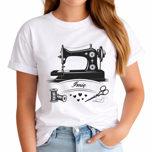 Koszulka damska szyciowa dla krawcowej - Maszyna vintage- personalizowana HS34 - StoryCups.pl