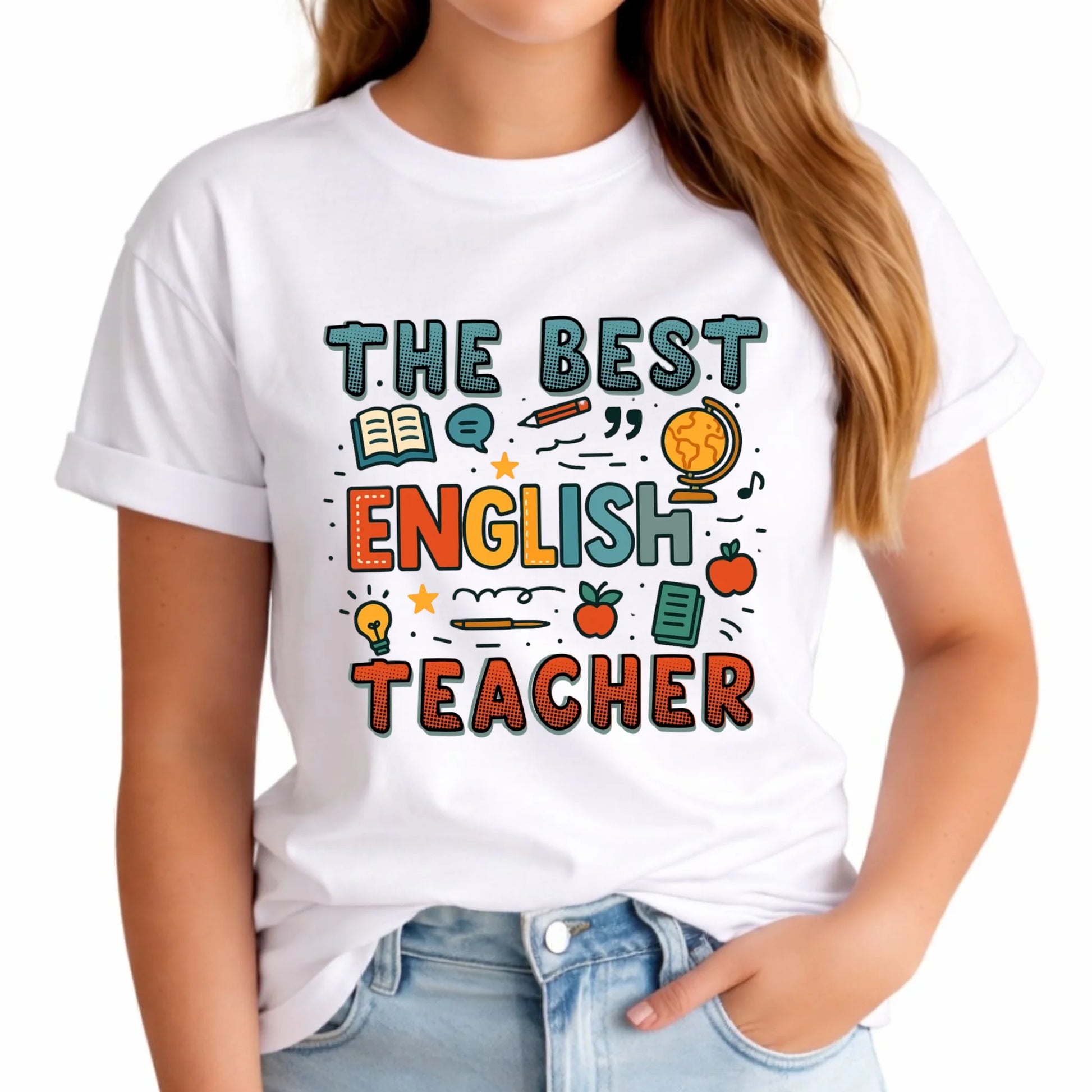 Koszulka damska dla nauczycielki angielskiego - The best english teacher N53 - StoryCups.pl