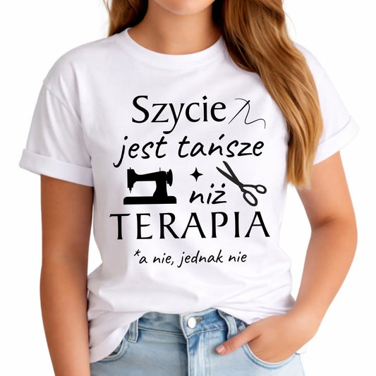 Koszulka damska szyciowa dla krawcowej - Szycie tańsze niż terapia HS04 - StoryCups.pl