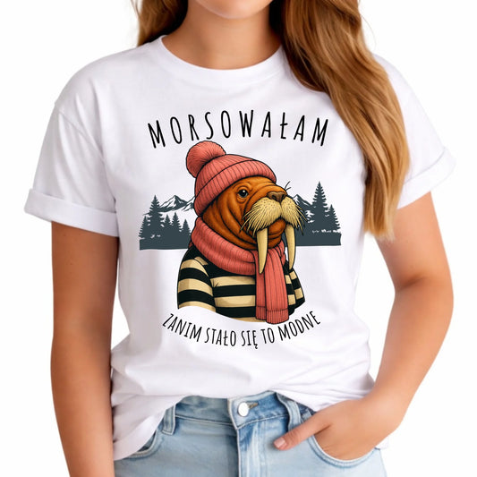 Koszulka damska - prezent dla morsa - Morsowałam zanim stało się to modne - Mors HM21 - StoryCups.pl
