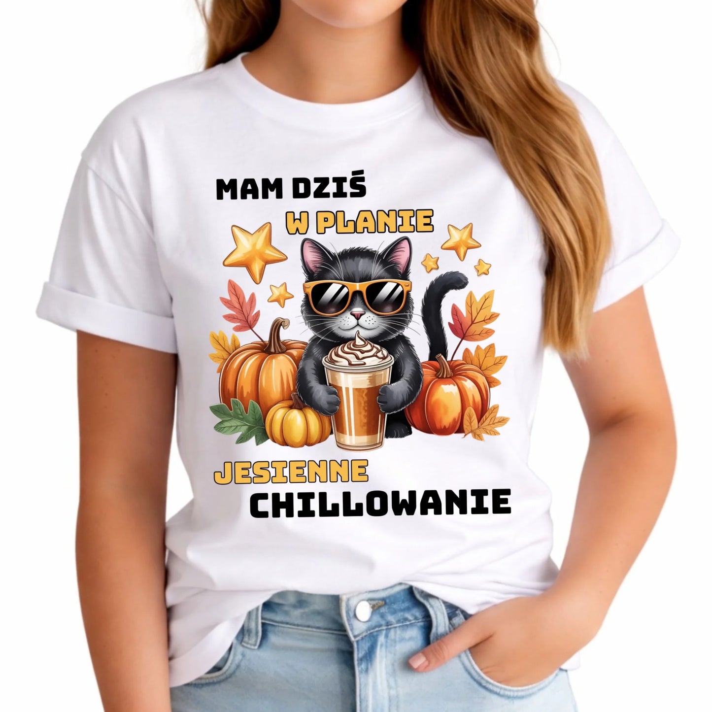 Koszulka damska jesienna - Mam dziś w planie jesienne chillowanie JS34 - StoryCups.pl
