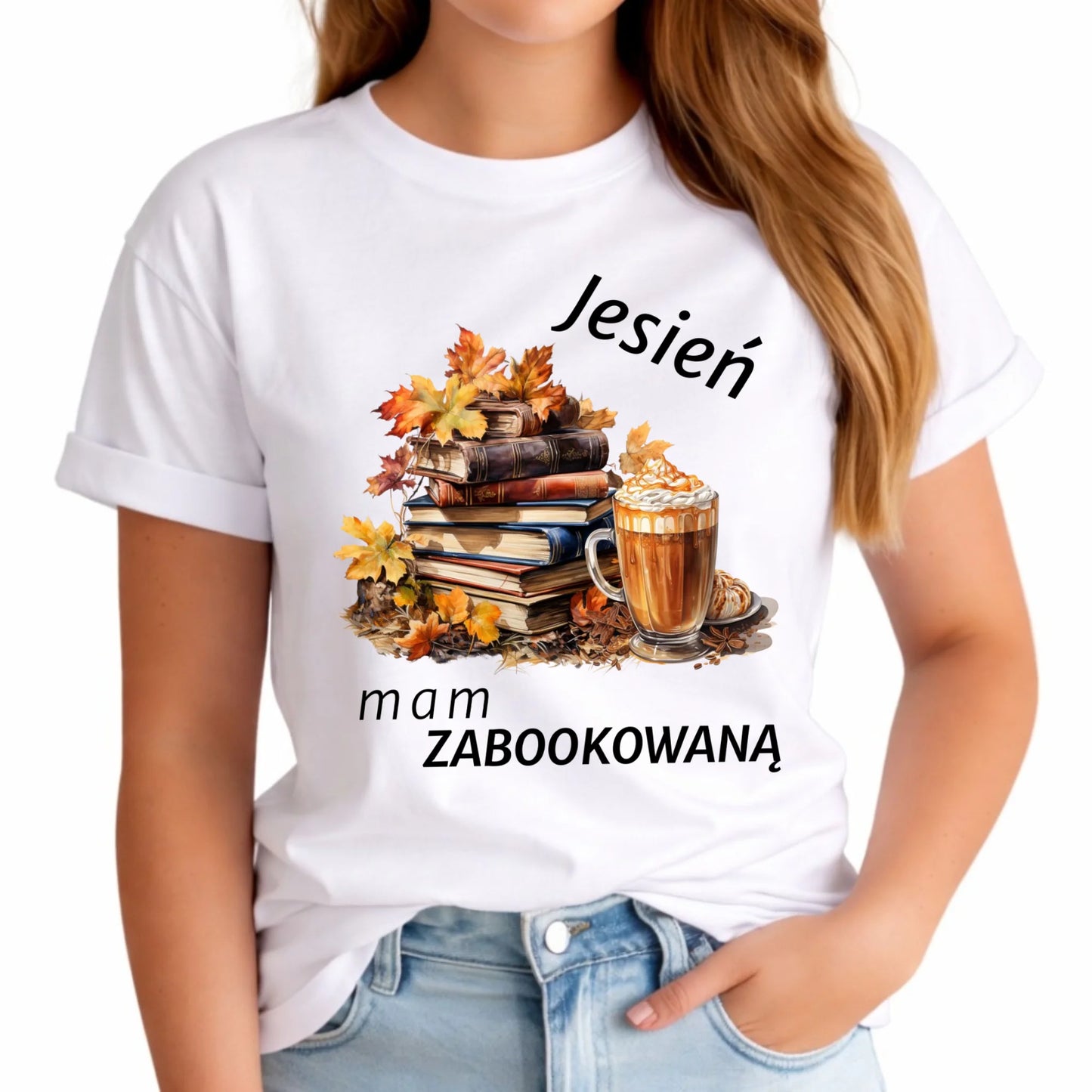 Koszulka damska jesienna - Jesień mam zabookowaną JS28 - StoryCups.pl