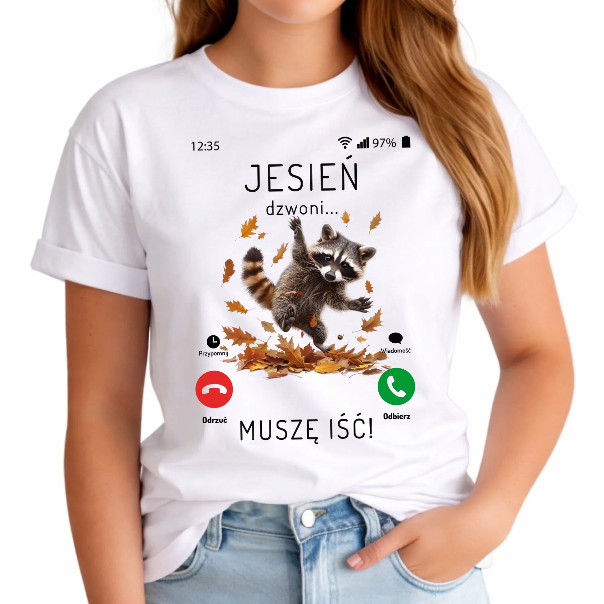 Koszulka damska jesienna - Jesień dzwoni muszę iść JS18 - StoryCups.pl