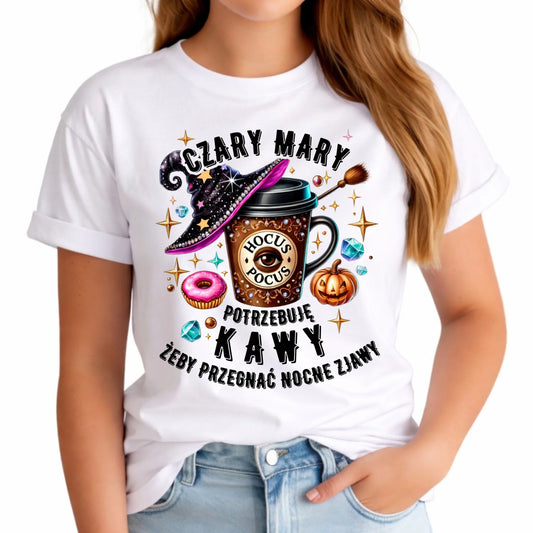 Koszulka damska na Halloween - Potrzebuję kawy HL03 - StoryCups.pl