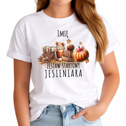 Koszulka damska jesieniara – Zestaw startowy - personalizowana JS05 - StoryCups.pl