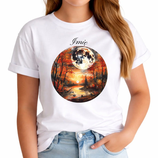 Koszulka damska jesieniara - Pełnia księżyca - personalizowana JS10 - StoryCups.pl