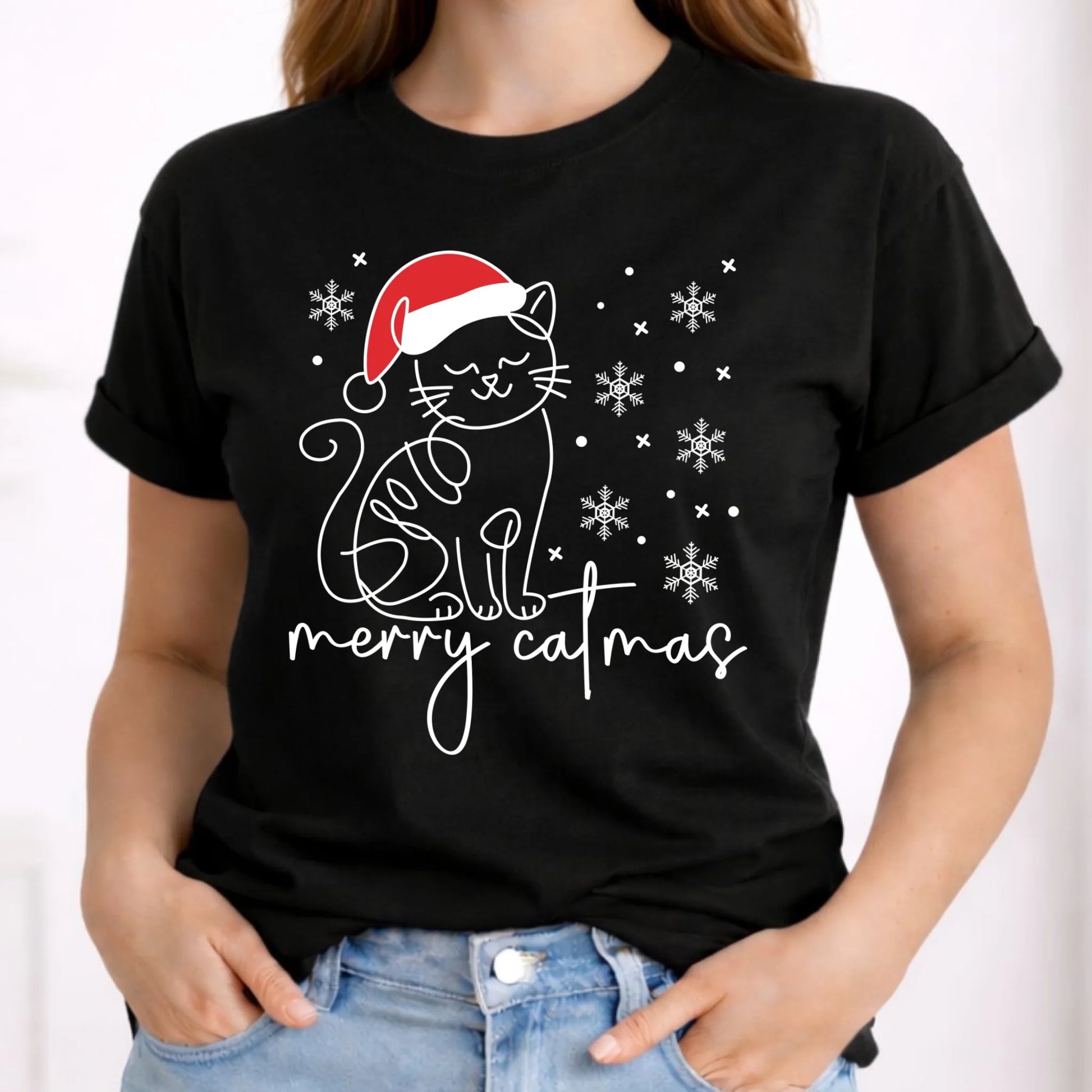 Koszulka damska świąteczna - prezent dla kociary - Merry catmas BN151 - StoryCups.pl