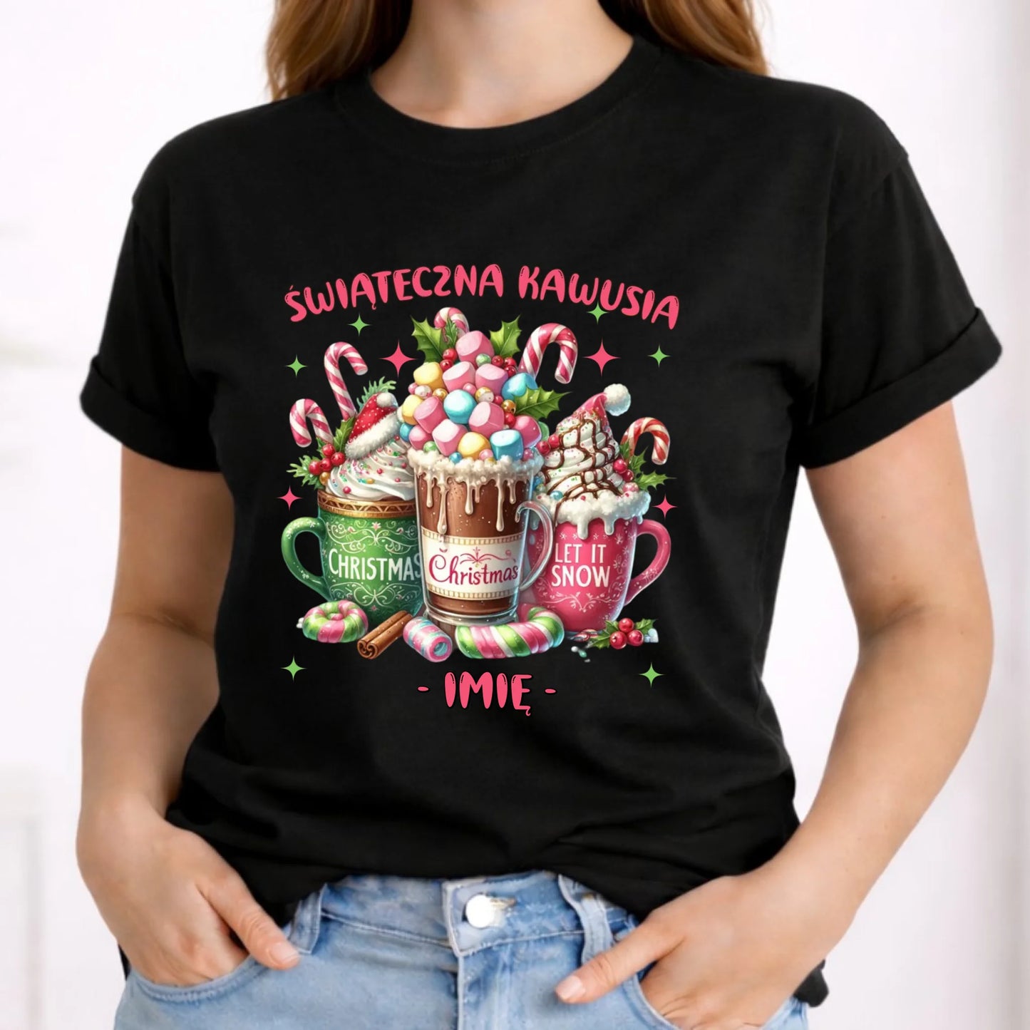 Koszulka damska świąteczna - Świąteczna kawusia - personalizowana BN29 - StoryCups.pl