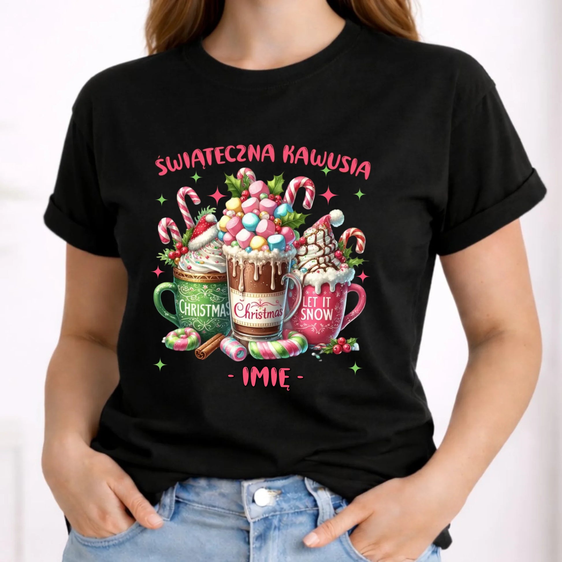 Koszulka damska świąteczna - Świąteczna kawusia - personalizowana BN29 - StoryCups.pl